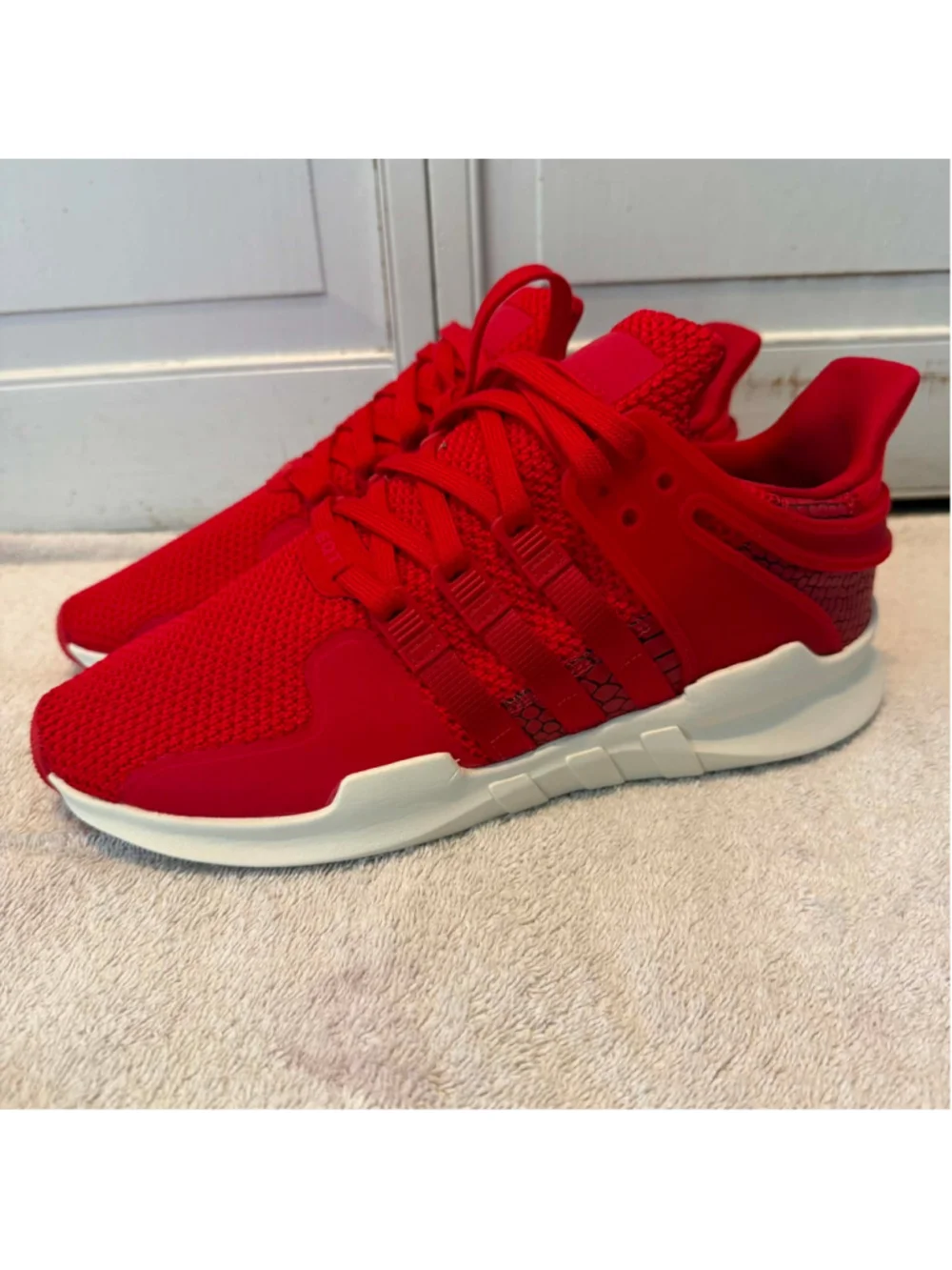 Men's Adidas EQT ADV Sneakers Red and White Size 9